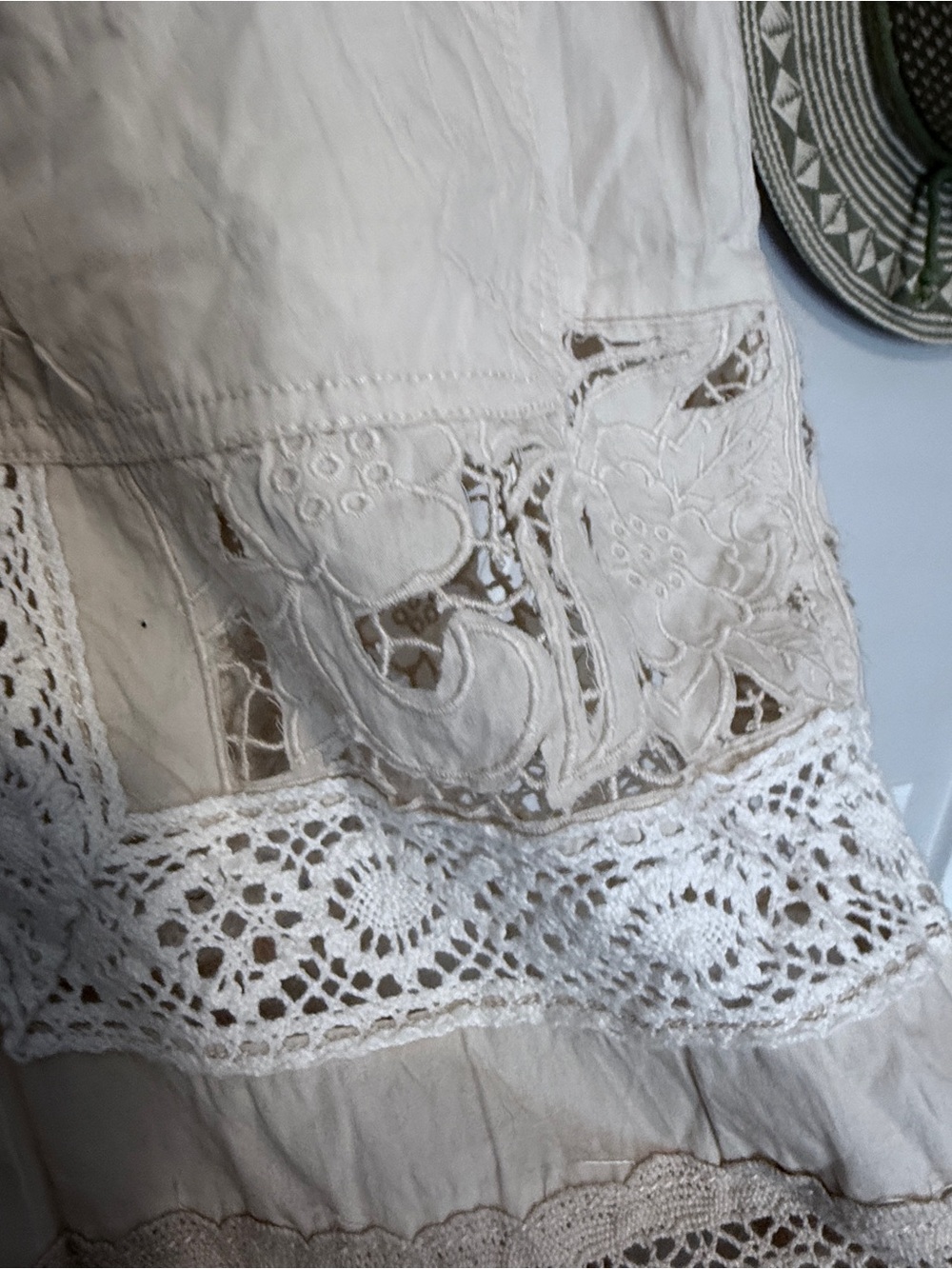 Anthropologie Beige Wide-Leg Lace Panel Pants - Picture 3 of 4